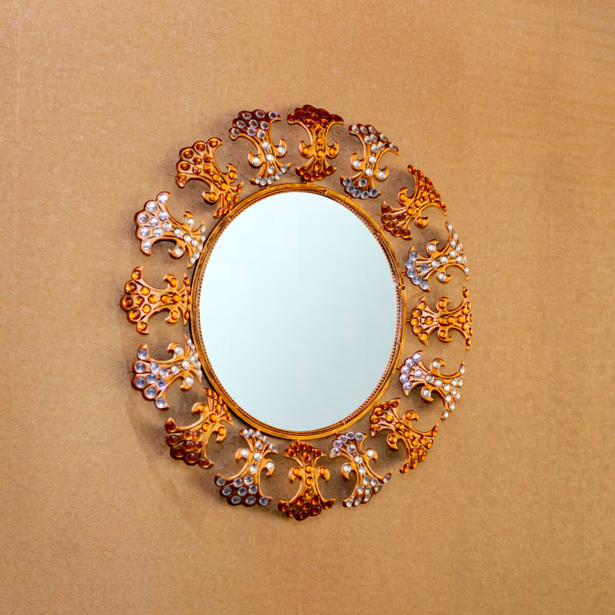 accent-wall-mirror-metal-round-with-filigree-work-and-stones-antique-copper-786703