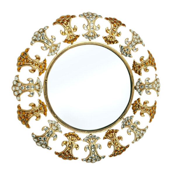 accent-wall-mirror-metal-round-with-filigree-work-and-stones-antique-copper-931487