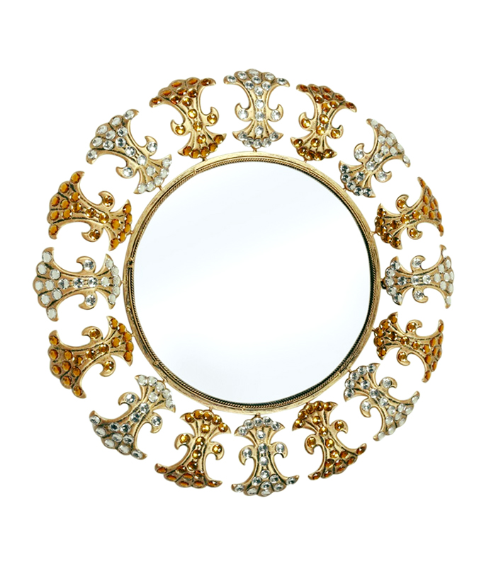 accent-wall-mirror-metal-round-with-filigree-work-and-stones-antique-copper-931487